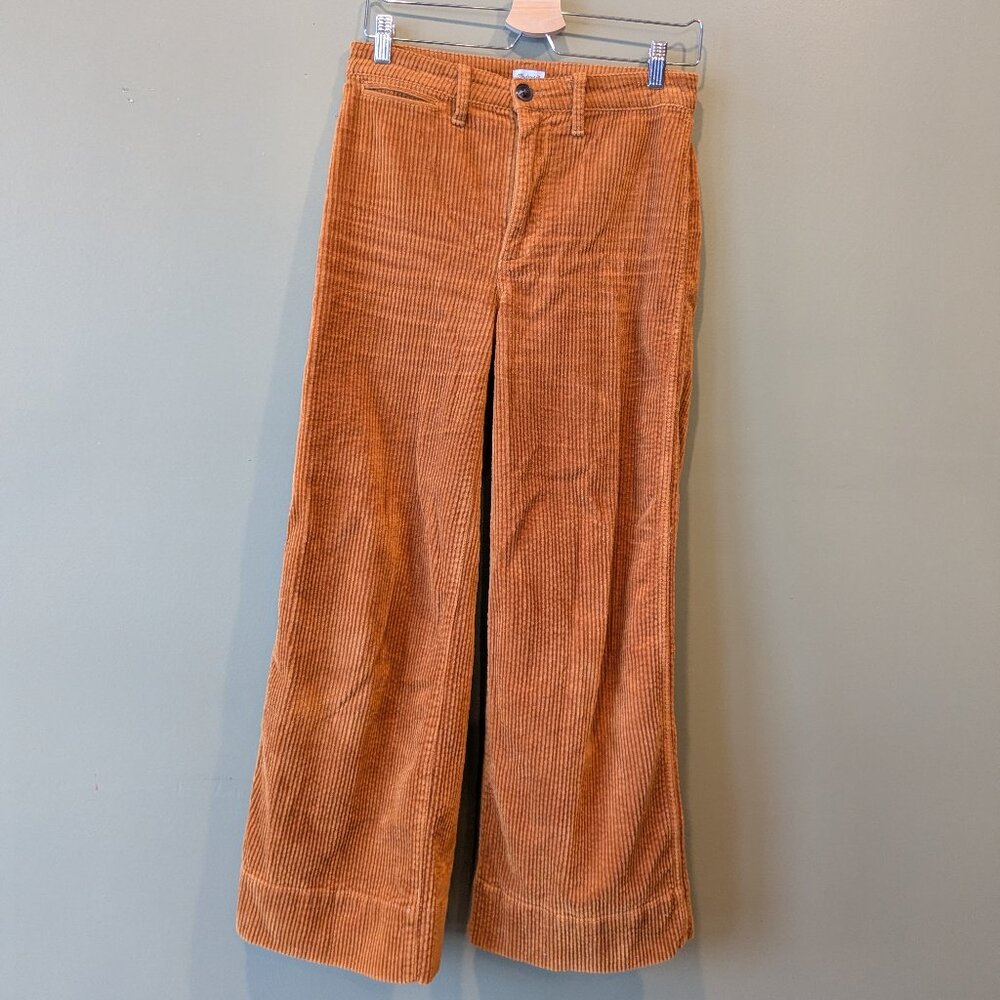 Madewell Womens Emmett Wide-Leg Crop Pants Corduroy Size 25 Tall Burnt Orange